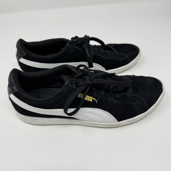 Puma Suede Classic Shoes Womens Size 8 Black White Foam Comfort Low Sneaker 38.5 - Picture 4 of 8
